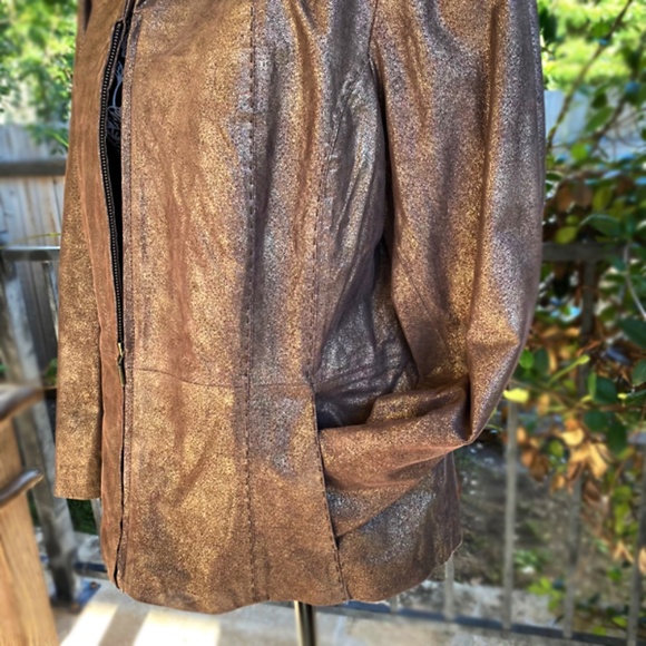 Bronze Leather Jacket by COLDWATER CREEK🍁 - Picture 3 of 9